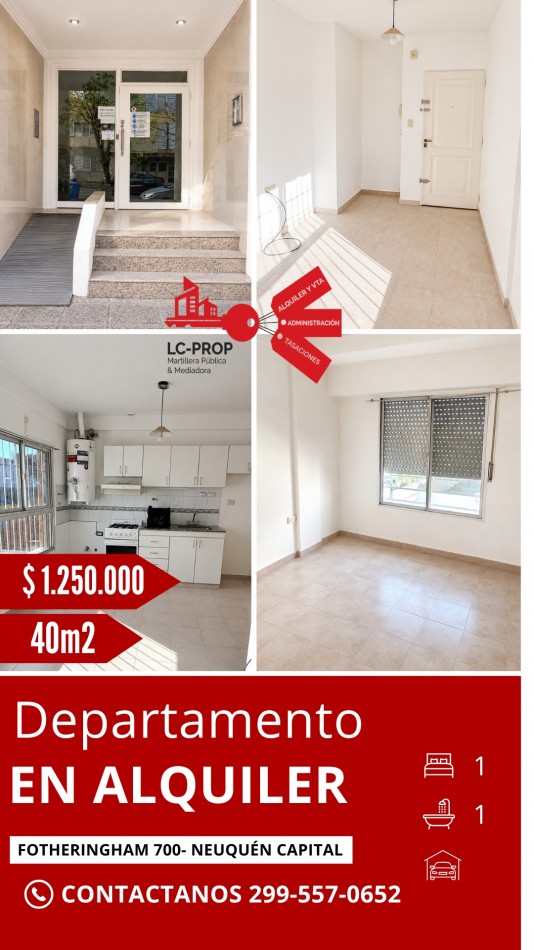 LC PROP ALQUILA- Dpto 1 habitacion- Fotheringham 700 Neuquen Capital