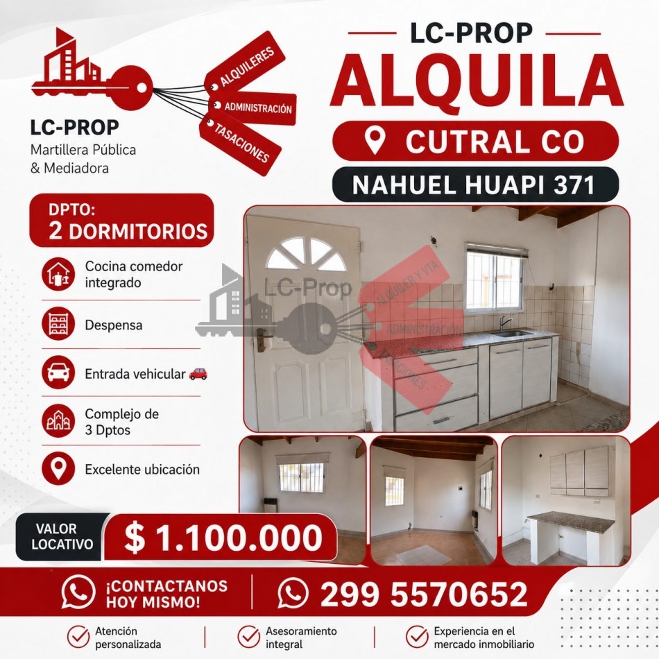 Lc Prop Alquila- Departamento de 2 dormitorios- Cutral Co