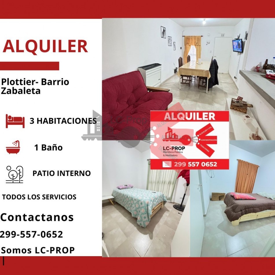 LC-PROP Alquila- Dpto 3 Dormitorios Amoblado- Limite Plottier Neuquen